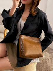 Women's PU Leather Rivet Crossbody Shoulder Bag