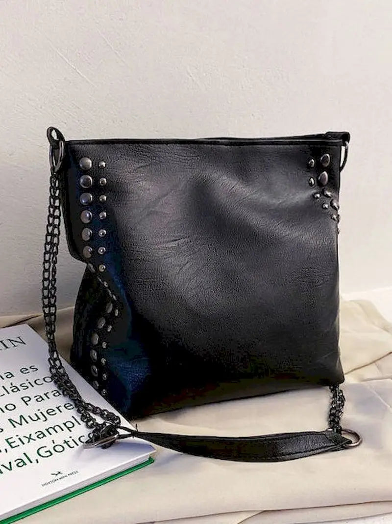 Women's PU Leather Rivet Crossbody Shoulder Bag