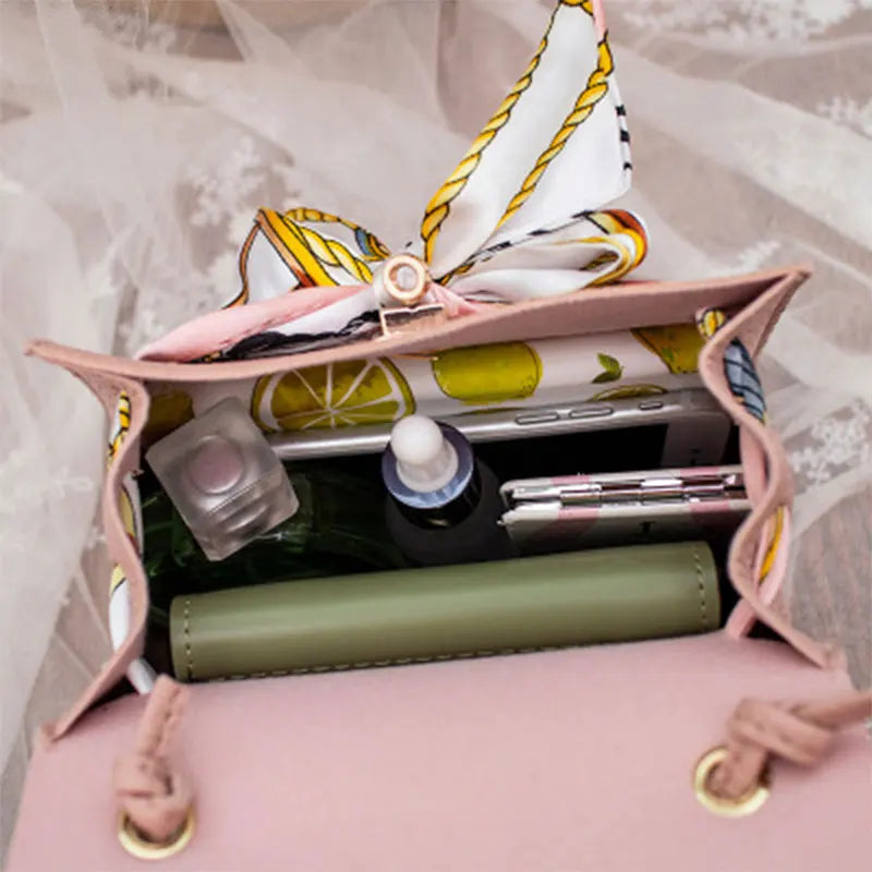 PU Leather Bow-Knot Shoulder Bag Messenger Purse Bag Women Single Messenger