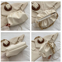 Chain Shoulder Bag Womens Crossbody Bag Pleated Cloud Armpit French Purse