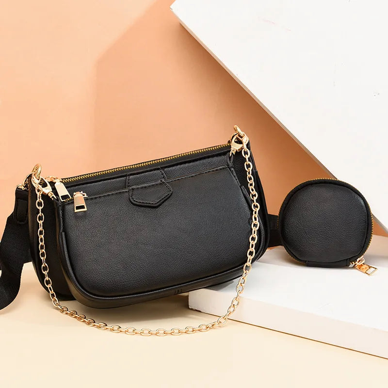PU Leather Classic Style Female Single Shoulder Bag Women Passenger Bag Handbag