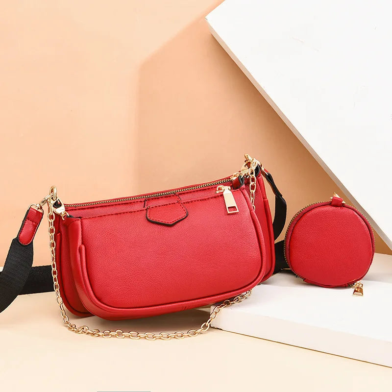 PU Leather Classic Style Female Single Shoulder Bag Women Passenger Bag Handbag
