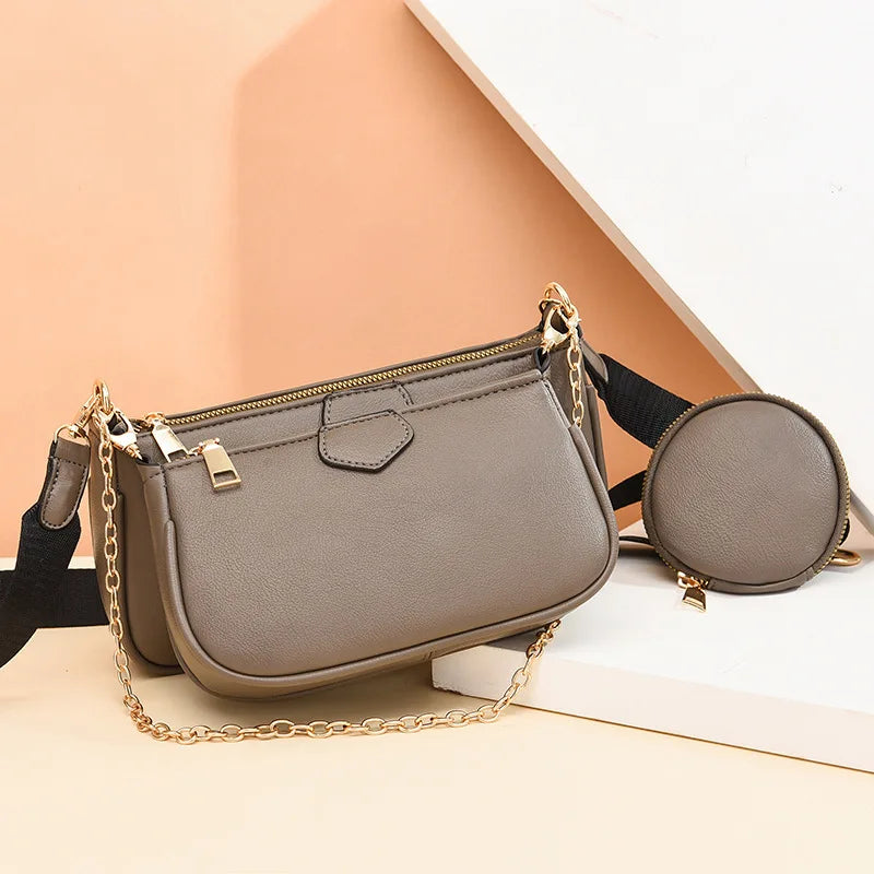 PU Leather Classic Style Female Single Shoulder Bag Women Passenger Bag Handbag