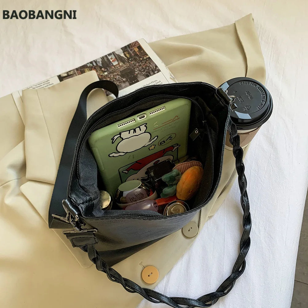 PU Leather Crossbody Bags with Braided Strap for Women