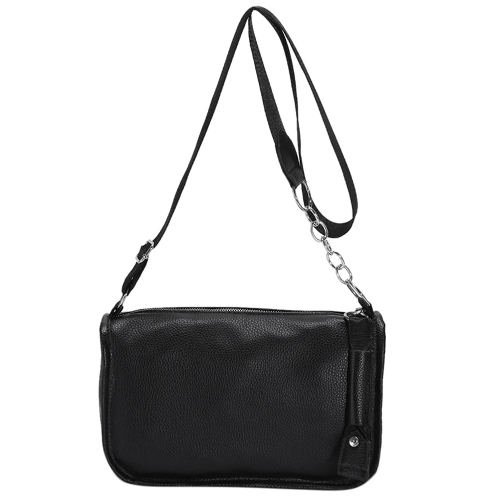 Soft PU Leather Crossbody Bag with Chain Strap