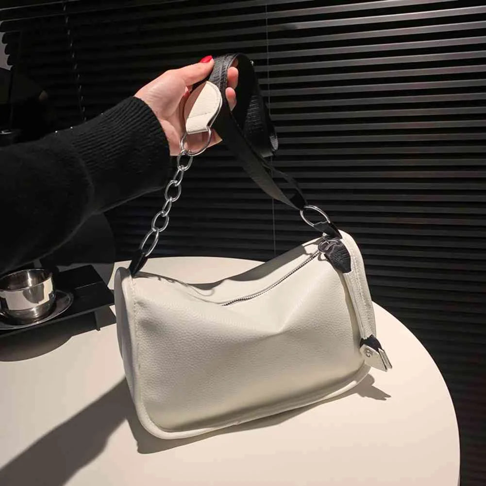 Soft PU Leather Crossbody Bag with Chain Strap