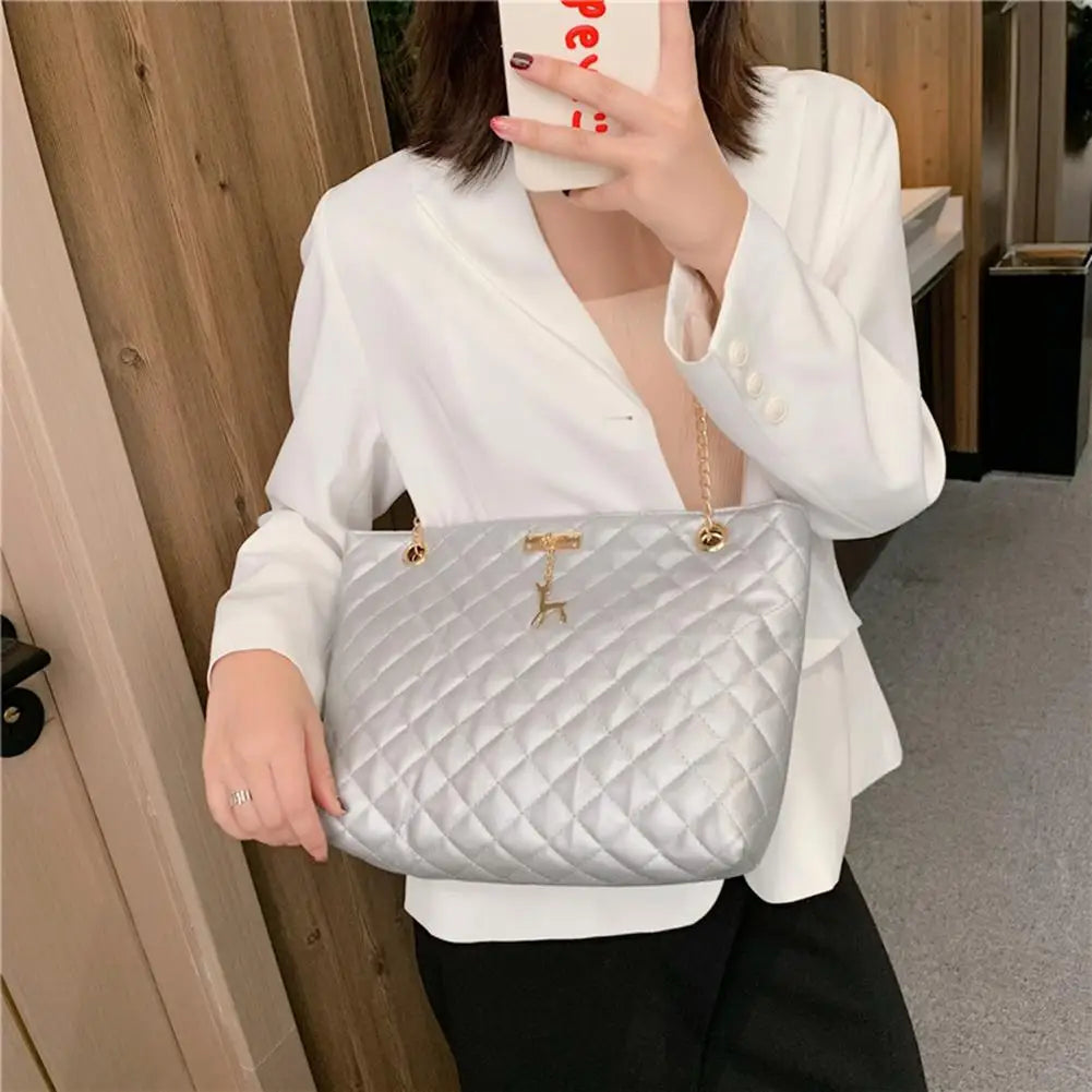 PU Leather Female Chain Handbags Young Women Large Capacity Tote Bag