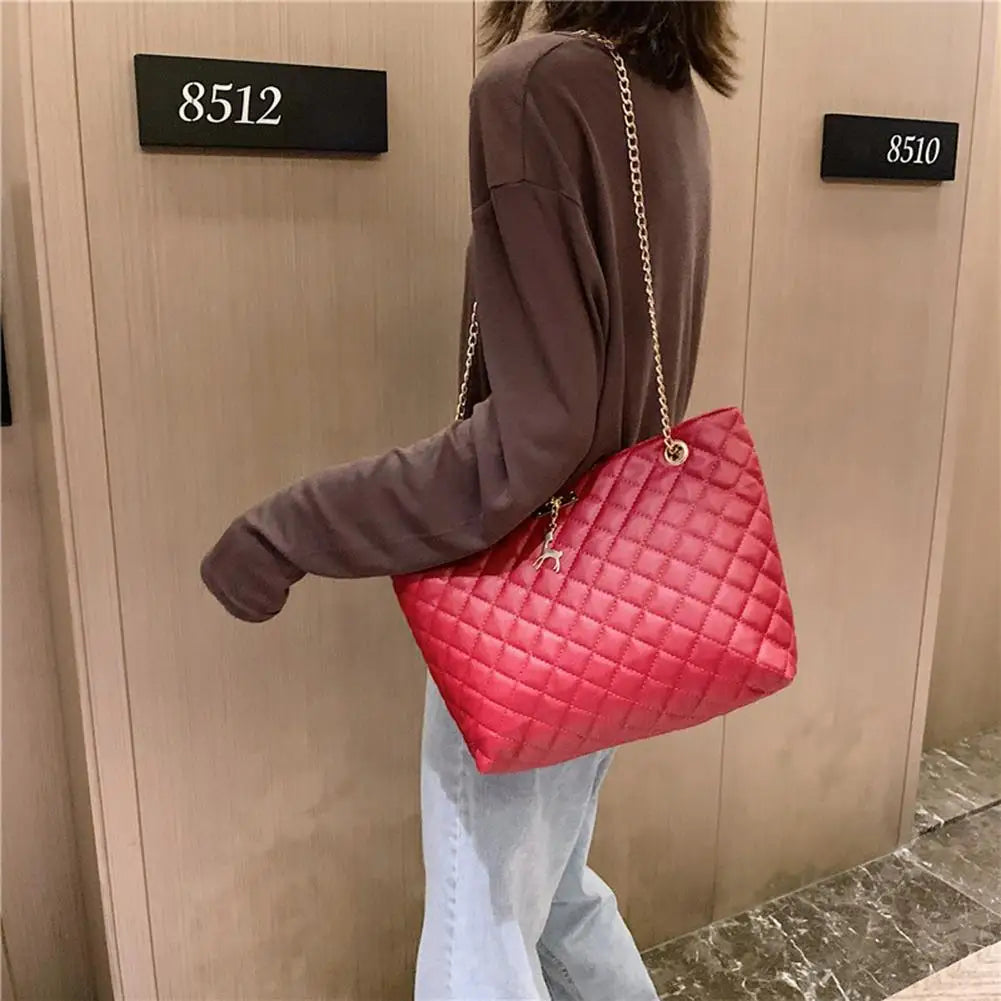 PU Leather Female Chain Handbags Young Women Large Capacity Tote Bag