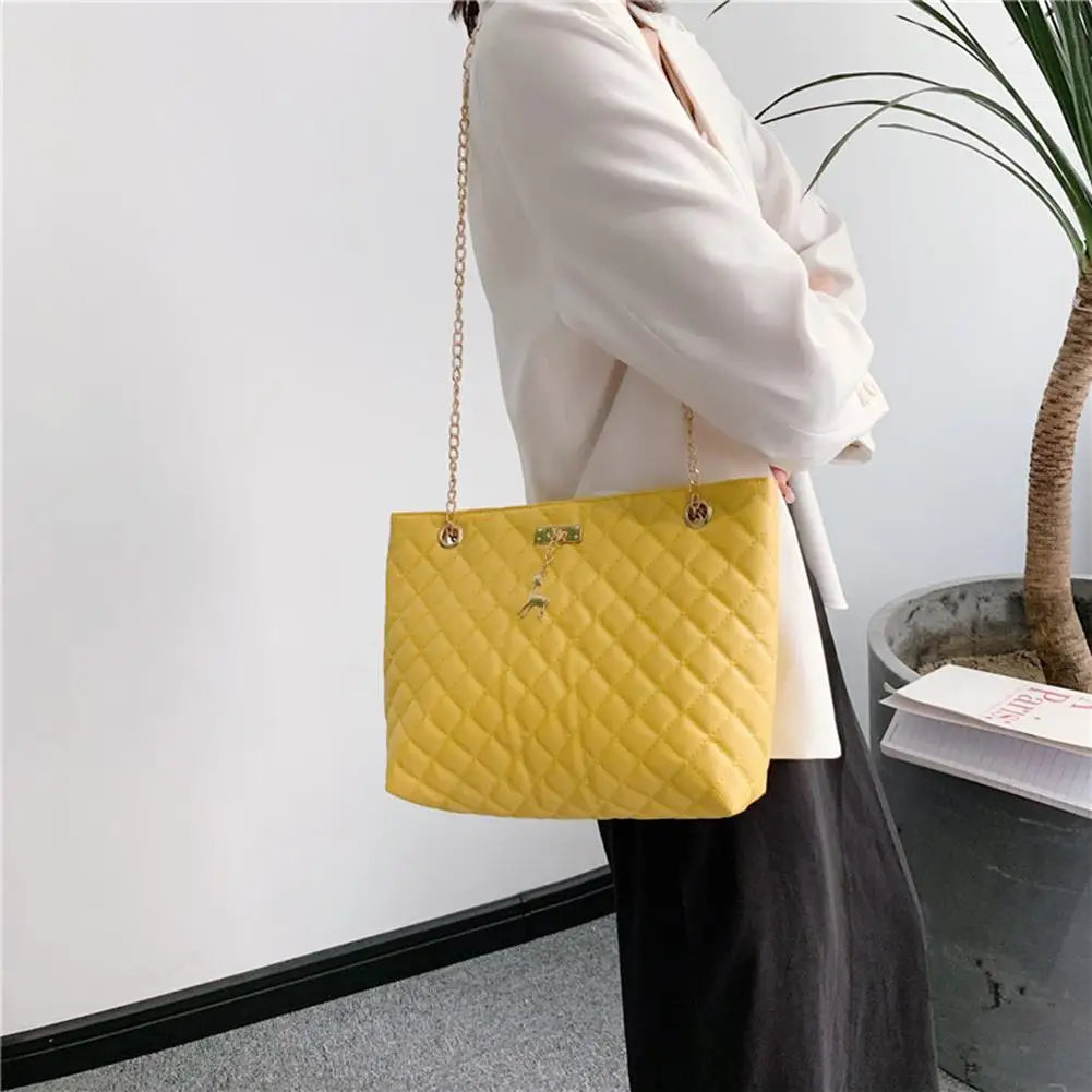 PU Leather Female Chain Handbags Young Women Large Capacity Tote Bag