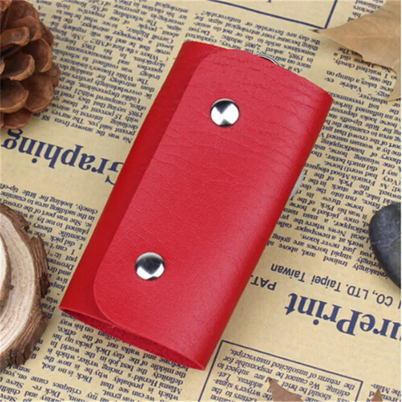 PU Leather Key Holder Keychain Car Key Wallet Ring Keys Bag Case
