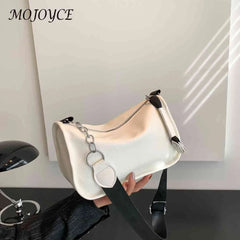 PU Leather Messenger Bag Chain Crossbody Bags Solid Soft Casual