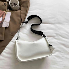 PU Leather Messenger Bag Chain Crossbody Bags Solid Soft Casual