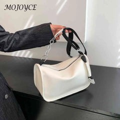 PU Leather Messenger Bag Chain Crossbody Bags Solid Soft Casual