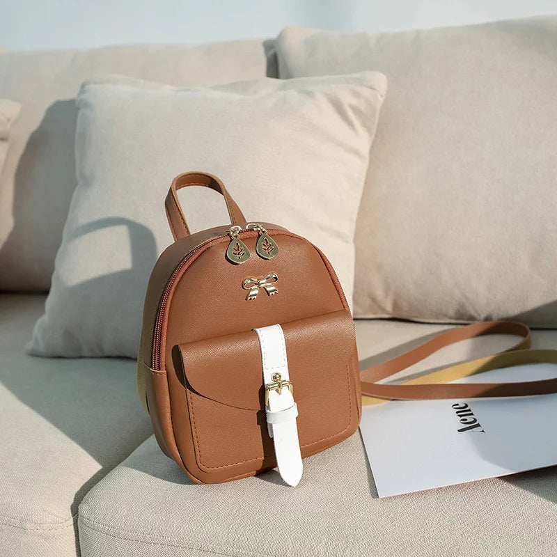 PU Leather Mini Backpack Women Bags Bow-knot Small Schoolbag Lady Bags