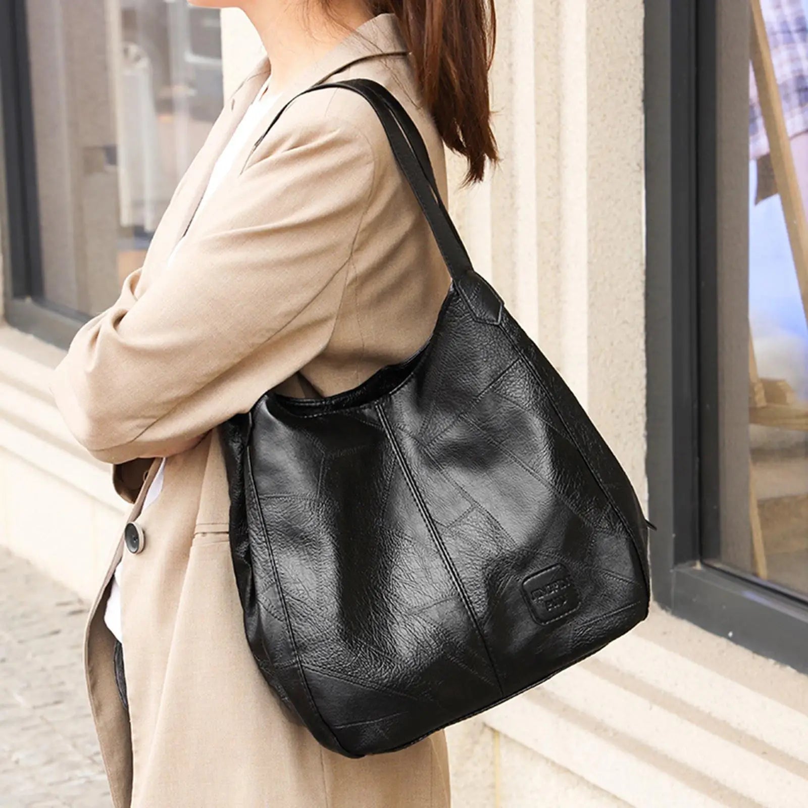 PU Leather Shoulder Bag Tote Purse Satchel Keys Holder Handbag