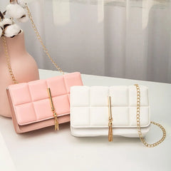 PU Leather Shoulder Bags for Women Chain Crossbody Rhomboid