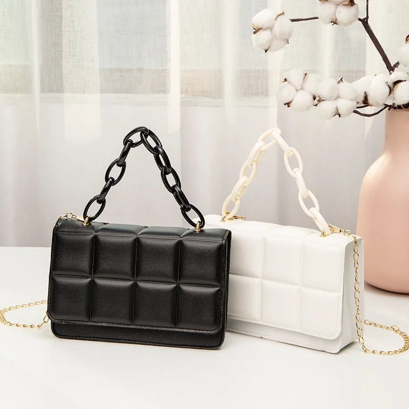 PU Leather Shoulder Bags for Women Chain Crossbody Rhomboid