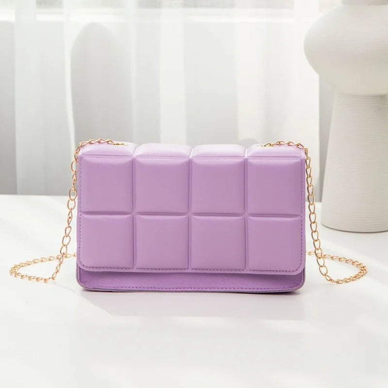 PU Leather Shoulder Bags for Women Chain Crossbody Rhomboid