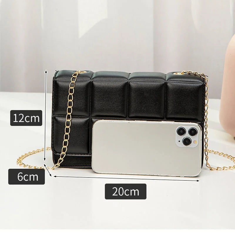 PU Leather Shoulder Bags for Women Chain Crossbody Rhomboid