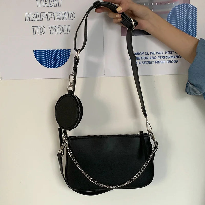 Retro 2 Piece Set PU Leather Shoulder Crossbody Bags for Women