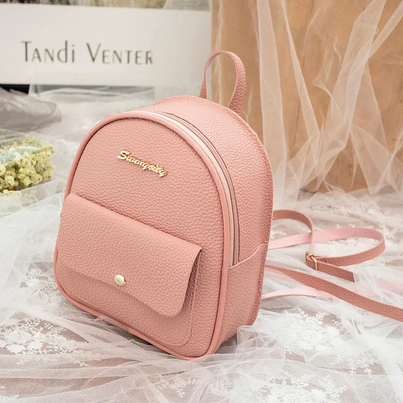 PU Leather Shoulder Mini Small Backpack Women Teenage Girls Kids Multi-Function