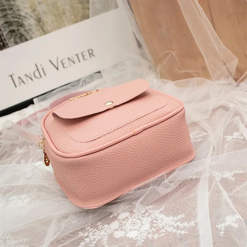 PU Leather Shoulder Mini Small Backpack Women Teenage Girls Kids Multi-Function