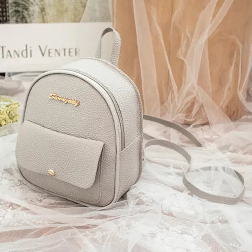 PU Leather Shoulder Mini Small Backpack Women Teenage Girls Kids Multi-Function