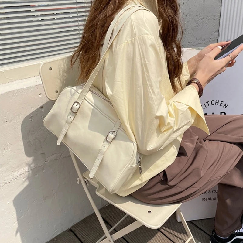Green PU Leather Underarm Bag for Women All-matching Shoulder Bag