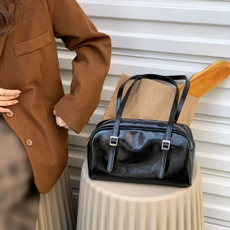 Green PU Leather Underarm Bag for Women All-matching Shoulder Bag