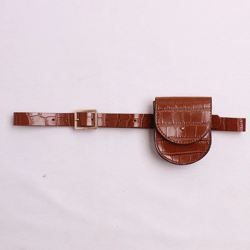 Women's PU Leather Waist Bag Fanny Pack Retro Mini Travel Chest Belt Bag