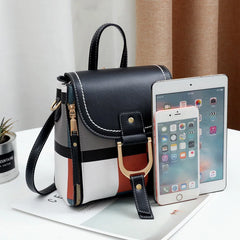 Vintage Plaid PU Leather Women Backpack Anti-theft Shoulder Bag