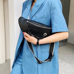 PU Leather Women Banana Waist Bag Hip Belt Pack