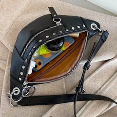 PU Leather Women Chest Bag Waist Bag Solid Banana Bag Travel Phone Pouch