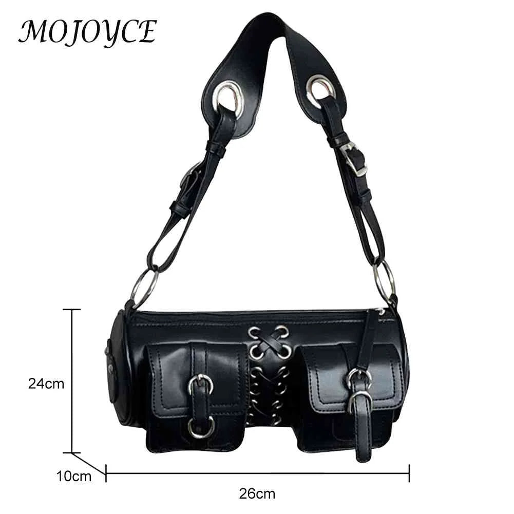 PU Leather Women Messenger Bag Bandage Underarm Bags Casual Adjustable
