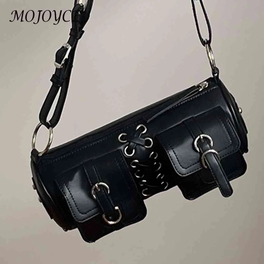 PU Leather Women Messenger Bag Bandage Underarm Bags Casual Adjustable
