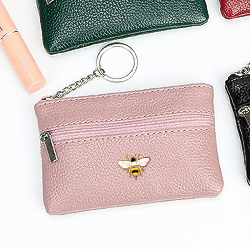 Pink PU Leather Key Bag Organizer Pouch Business Key Case