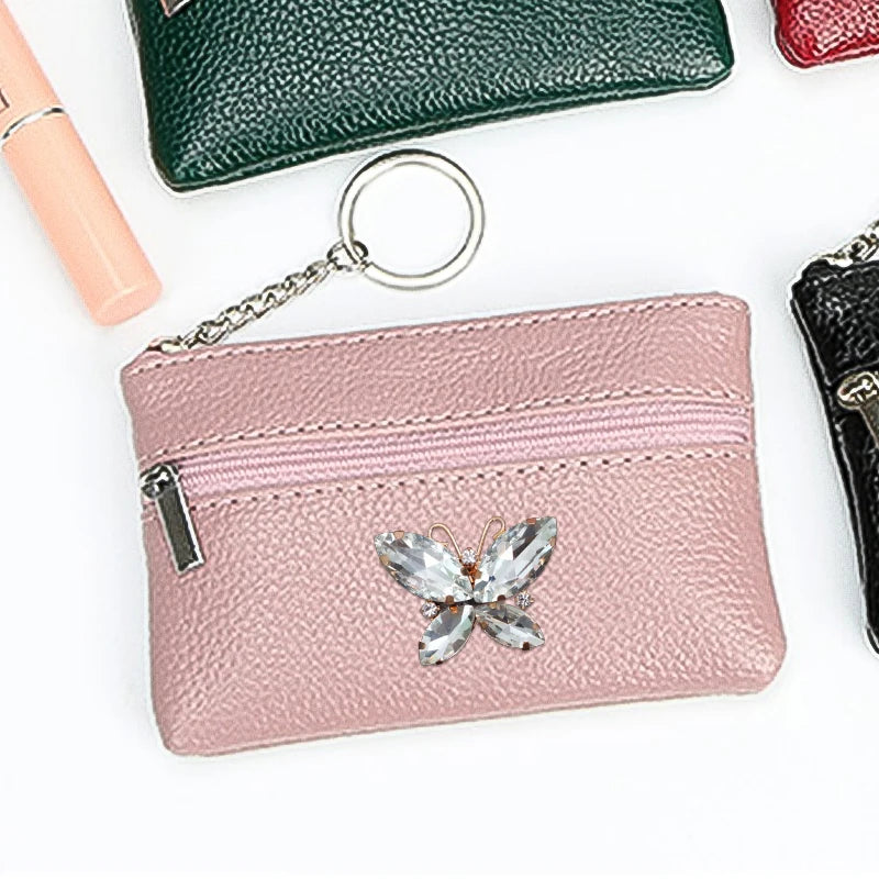 Pink PU Leather Key Bag Organizer Pouch Business Key Case