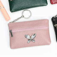 Pink PU Leather Key Bag Organizer Pouch Business Key Case