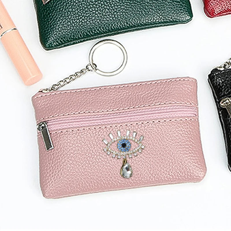 Pink PU Leather Key Bag Organizer Pouch Business Key Case