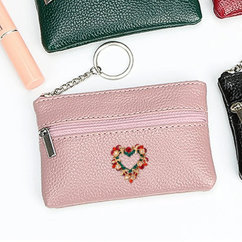 Pink PU Leather Key Bag Organizer Pouch Business Key Case