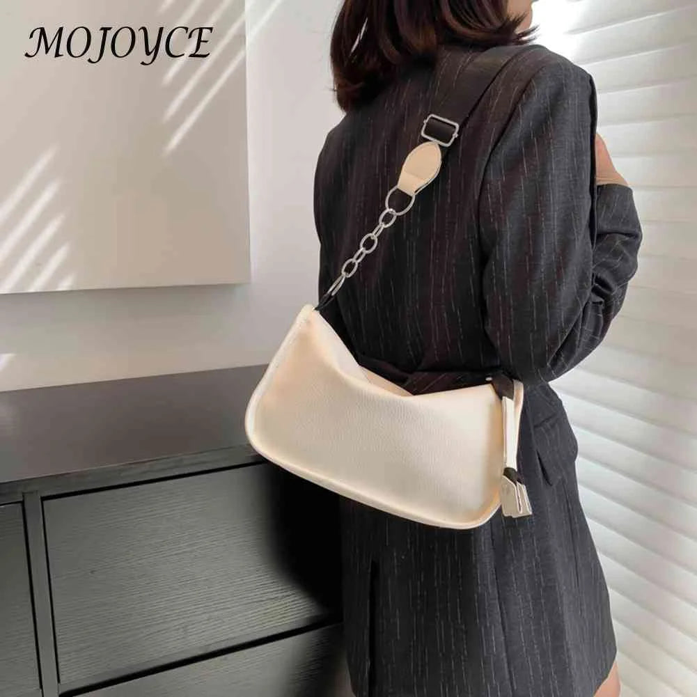 PU Leather Women Shoulder Bags Chain Underarm Bags Solid Casual Girls Travel