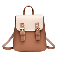 PU Leather Women Small Backpack Splicing Hit Shoulder Bags School Bags