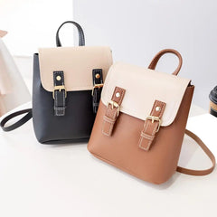 PU Leather Women Small Backpack Splicing Hit Shoulder Bags School Bags