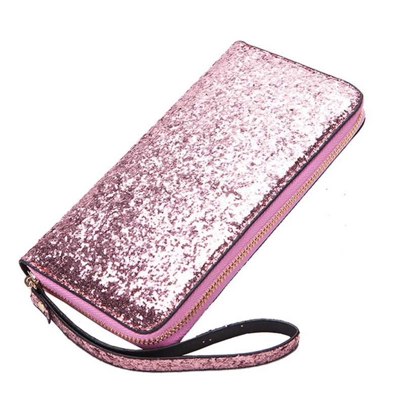 Red Crocodile PU Leather Women's Double Zipper Wallet Clutch Bag