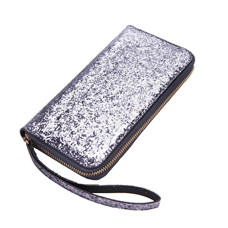 Red Crocodile PU Leather Women's Double Zipper Wallet Clutch Bag