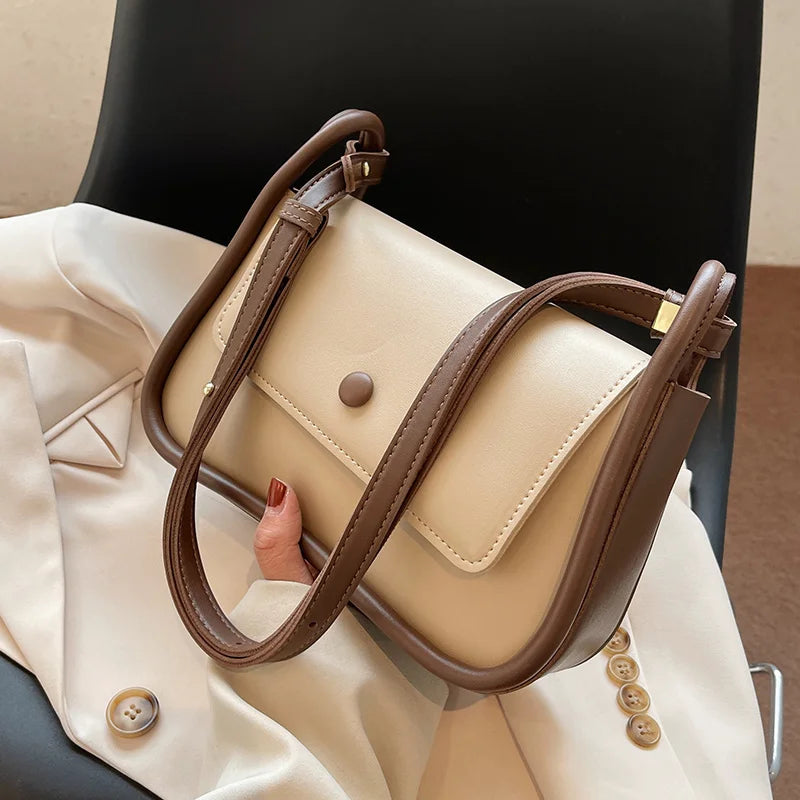 PU Shoulder Leather Crossbody Bags with Long Belt for Women