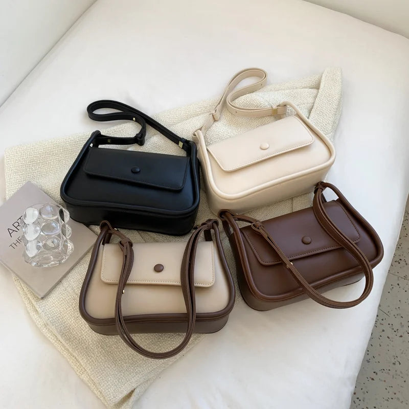 PU Shoulder Leather Crossbody Bags with Long Belt for Women