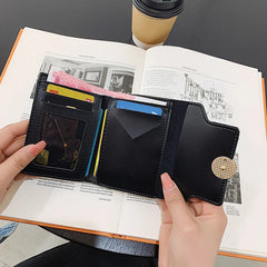 PU Wallet Leather Frosted Small Wallet Women Short Three-fold Wallet Korea