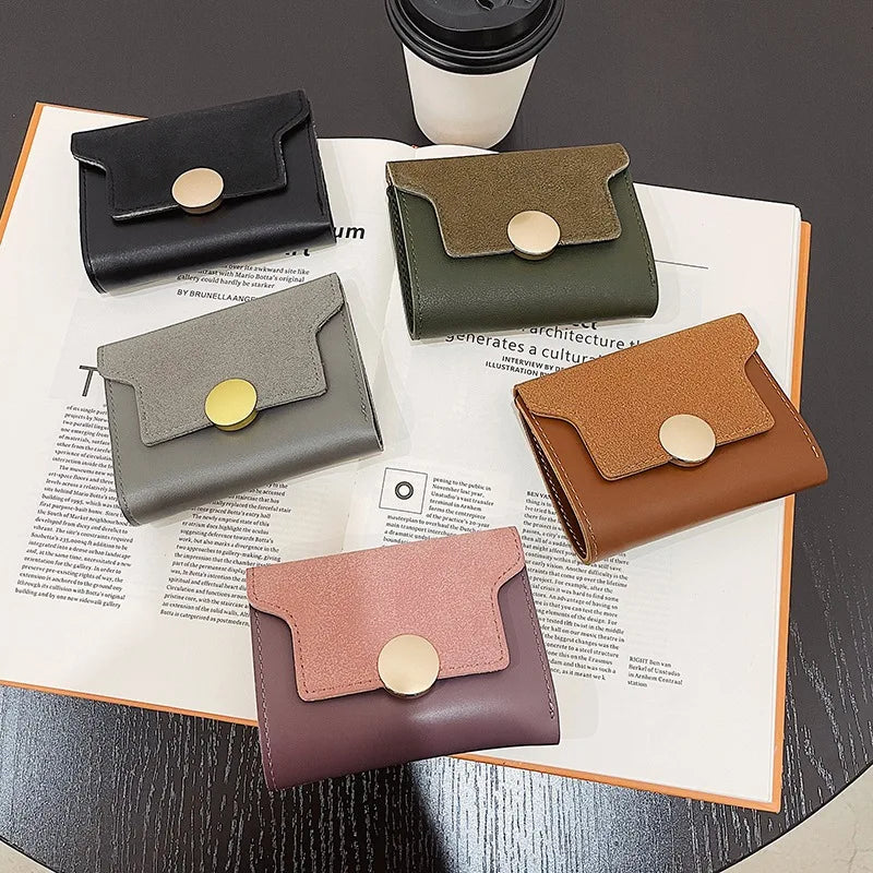 PU Wallet Leather Frosted Small Wallet Women Short Three-fold Wallet Korea