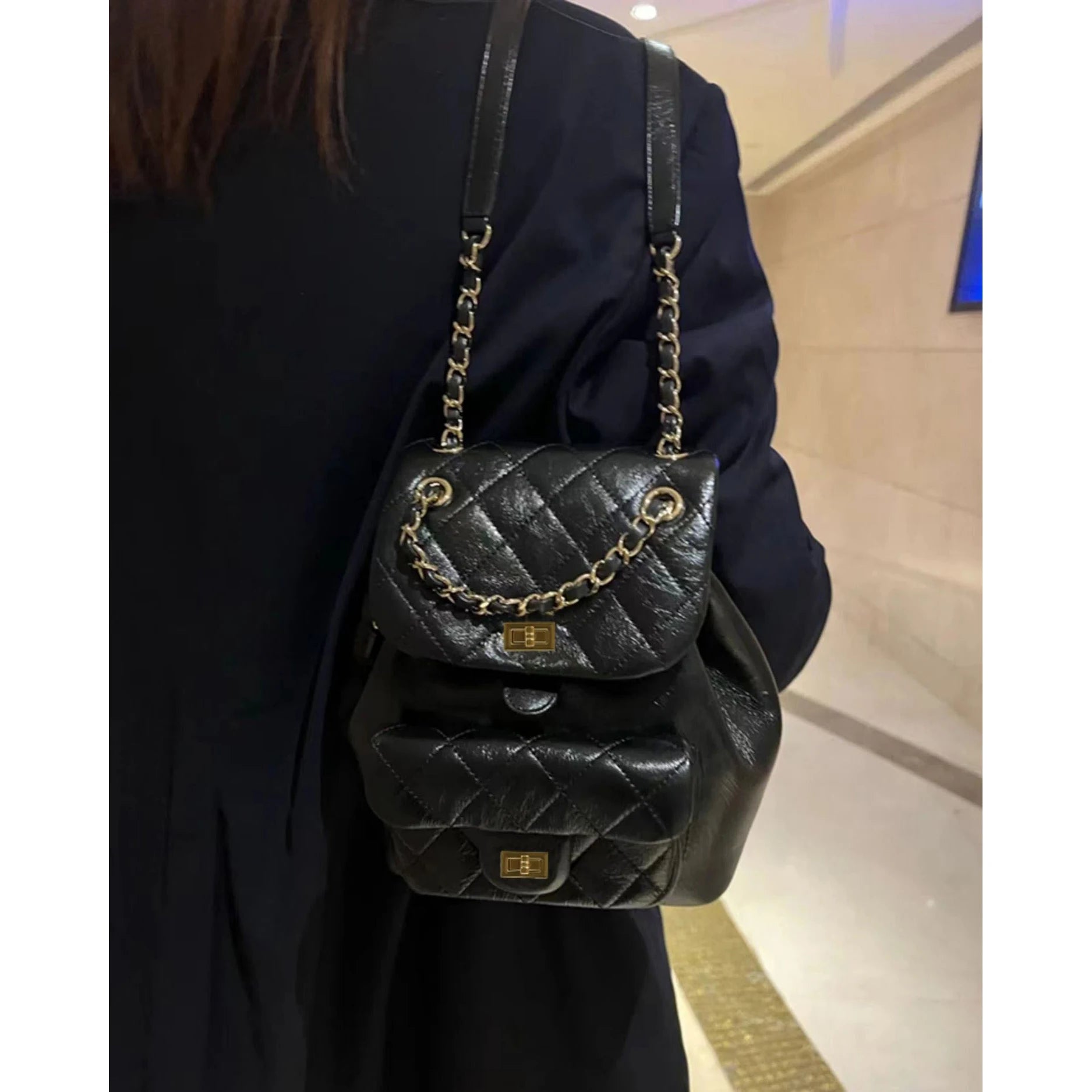 Embroidery Backpack Handbag Retro PU Leather Women Backpack